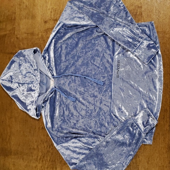 Spyder Light Blue Velour Crop Hoodie Medium - Picture 1 of 6